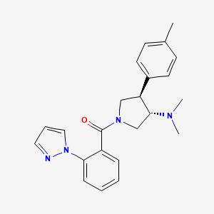 molecular formula C23H26N4O B5503912 (3S*,4R*)-N,N-dimethyl-4-(4-methylphenyl)-1-[2-(1H-pyrazol-1-yl)benzoyl]-3-pyrrolidinamine 