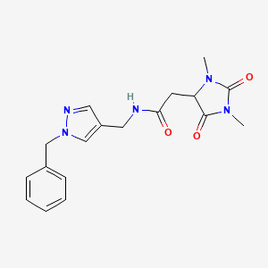 N-[(1-benzyl-1H-pyrazol-4-yl)methyl]-2-(1,3-dimethyl-2,5-dioxo-4-imidazolidinyl)acetamide