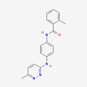 molecular formula C19H18N4O B5504059 2-甲基-N-{4-[(6-甲基-3-吡啶嗪基)氨基]苯基}苯甲酰胺 