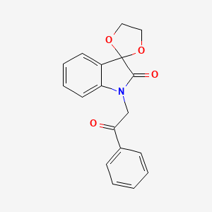 molecular formula C18H15NO4 B5504085 1'-(2-oxo-2-phenylethyl)spiro[1,3-dioxolane-2,3'-indol]-2'(1'H)-one 