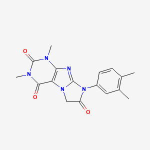 molecular formula C17H17N5O3 B5504101 8-(3,4-dimethylphenyl)-1,3-dimethyl-1H-imidazo[2,1-f]purine-2,4,7(3H,6H,8H)-trione 