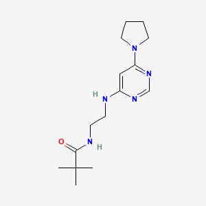 molecular formula C15H25N5O B5504154 2,2-dimethyl-N-(2-{[6-(1-pyrrolidinyl)-4-pyrimidinyl]amino}ethyl)propanamide 