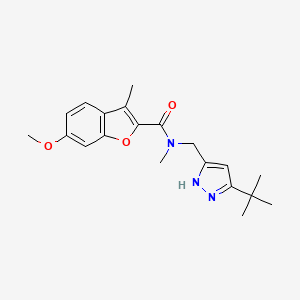 molecular formula C20H25N3O3 B5504223 N-[(3-tert-butyl-1H-pyrazol-5-yl)methyl]-6-methoxy-N,3-dimethyl-1-benzofuran-2-carboxamide 