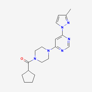molecular formula C18H24N6O B5504239 4-[4-(cyclopentylcarbonyl)-1-piperazinyl]-6-(3-methyl-1H-pyrazol-1-yl)pyrimidine 