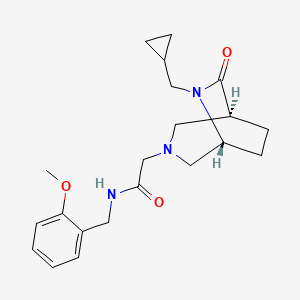 molecular formula C21H29N3O3 B5504246 2-[(1S*,5R*)-6-(cyclopropylmethyl)-7-oxo-3,6-diazabicyclo[3.2.2]non-3-yl]-N-(2-methoxybenzyl)acetamide 