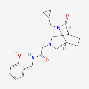 molecular formula C21H29N3O3 B5504246 2-[(1S*,5R*)-6-(环丙基甲基)-7-氧代-3,6-二氮杂双环[3.2.2]壬-3-基]-N-(2-甲氧基苄基)乙酰胺 