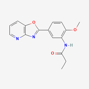 molecular formula C16H15N3O3 B5504267 N-(2-methoxy-5-[1,3]oxazolo[4,5-b]pyridin-2-ylphenyl)propanamide 