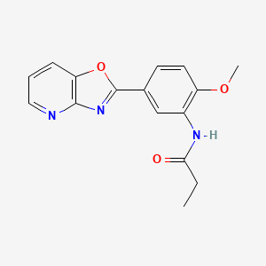 molecular formula C16H15N3O3 B5504267 N-(2-甲氧基-5-[1,3]恶唑并[4,5-b]吡啶-2-基苯基)丙酰胺 