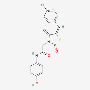 molecular formula C18H13ClN2O4S B5504272 2-[5-(4-chlorobenzylidene)-2,4-dioxo-1,3-thiazolidin-3-yl]-N-(4-hydroxyphenyl)acetamide 