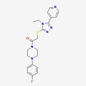 molecular formula C21H23FN6OS B5504305 1-({[4-ethyl-5-(4-pyridinyl)-4H-1,2,4-triazol-3-yl]thio}acetyl)-4-(4-fluorophenyl)piperazine 