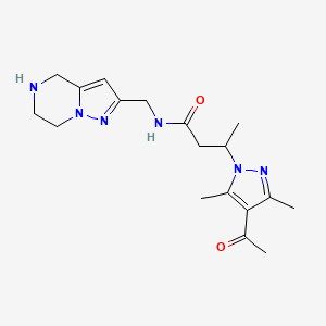 molecular formula C18H26N6O2 B5504341 3-(4-acetyl-3,5-dimethyl-1H-pyrazol-1-yl)-N-(4,5,6,7-tetrahydropyrazolo[1,5-a]pyrazin-2-ylmethyl)butanamide hydrochloride 