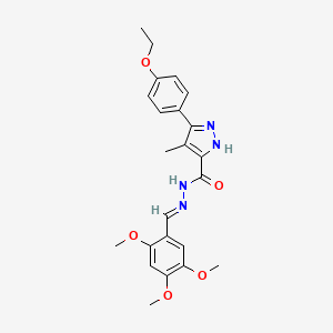 molecular formula C23H26N4O5 B5504369 3-(4-ethoxyphenyl)-4-methyl-N'-(2,4,5-trimethoxybenzylidene)-1H-pyrazole-5-carbohydrazide 