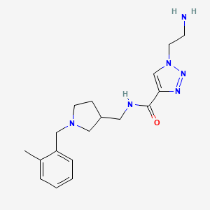 molecular formula C18H26N6O B5504370 1-(2-aminoethyl)-N-{[1-(2-methylbenzyl)pyrrolidin-3-yl]methyl}-1H-1,2,3-triazole-4-carboxamide 