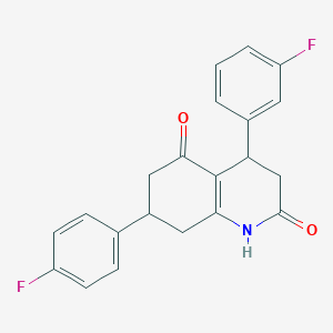 molecular formula C21H17F2NO2 B5504378 4-(3-fluorophenyl)-7-(4-fluorophenyl)-4,6,7,8-tetrahydro-2,5(1H,3H)-quinolinedione 