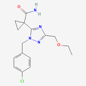 molecular formula C16H19ClN4O2 B5504407 1-[1-(4-chlorobenzyl)-3-(ethoxymethyl)-1H-1,2,4-triazol-5-yl]cyclopropanecarboxamide 
