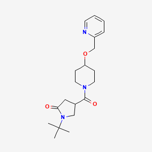 molecular formula C20H29N3O3 B5504420 1-叔丁基-4-{[4-(2-吡啶基甲氧基)-1-哌啶基]羰基}-2-吡咯烷酮 
