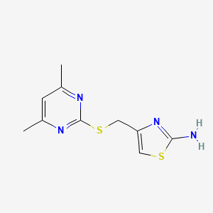 molecular formula C10H12N4S2 B5504422 4-{[(4,6-dimethyl-2-pyrimidinyl)thio]methyl}-1,3-thiazol-2-amine 