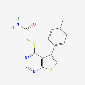 molecular formula C15H13N3OS2 B5504497 2-{[5-(4-methylphenyl)thieno[2,3-d]pyrimidin-4-yl]thio}acetamide 