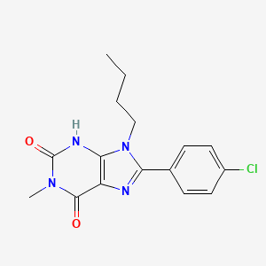 molecular formula C16H17ClN4O2 B5504504 9-丁基-8-(4-氯苯基)-1-甲基-3,9-二氢-1H-嘌呤-2,6-二酮 CAS No. 61080-42-0