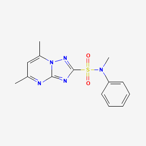 molecular formula C14H15N5O2S B5504542 N,5,7-三甲基-N-苯基[1,2,4]三唑并[1,5-a]嘧啶-2-磺酰胺 