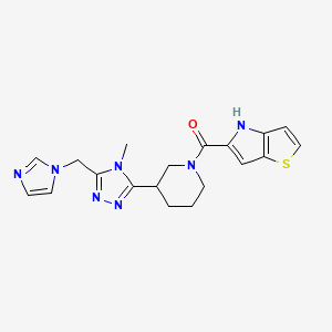 molecular formula C19H21N7OS B5504547 5-({3-[5-(1H-imidazol-1-ylmethyl)-4-methyl-4H-1,2,4-triazol-3-yl]piperidin-1-yl}carbonyl)-4H-thieno[3,2-b]pyrrole 