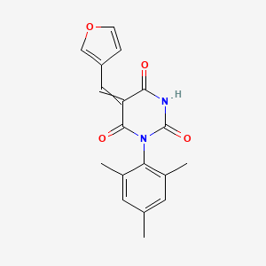 molecular formula C18H16N2O4 B5504555 5-(3-furylmethylene)-1-mesityl-2,4,6(1H,3H,5H)-pyrimidinetrione 