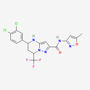 molecular formula C18H14Cl2F3N5O2 B5504561 5-(3,4-dichlorophenyl)-N-(5-methyl-3-isoxazolyl)-7-(trifluoromethyl)-4,5,6,7-tetrahydropyrazolo[1,5-a]pyrimidine-2-carboxamide 