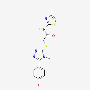 molecular formula C15H14FN5OS2 B5504579 2-{[5-(4-fluorophenyl)-4-methyl-4H-1,2,4-triazol-3-yl]thio}-N-(4-methyl-1,3-thiazol-2-yl)acetamide 