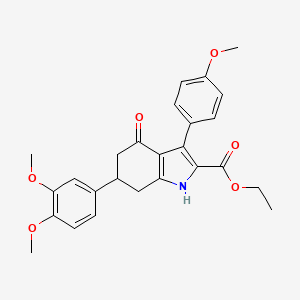ethyl 6-(3,4-dimethoxyphenyl)-3-(4-methoxyphenyl)-4-oxo-4,5,6,7-tetrahydro-1H-indole-2-carboxylate
