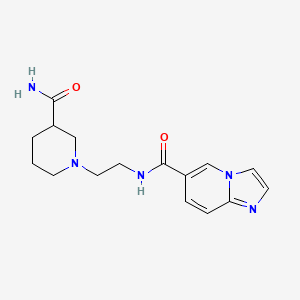 molecular formula C16H21N5O2 B5504709 N-{2-[3-(aminocarbonyl)piperidin-1-yl]ethyl}imidazo[1,2-a]pyridine-6-carboxamide 