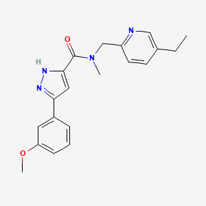 molecular formula C20H22N4O2 B5504742 N-[(5-乙基-2-吡啶基)甲基]-3-(3-甲氧基苯基)-N-甲基-1H-吡唑-5-甲酰胺 