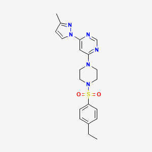 molecular formula C20H24N6O2S B5504774 4-{4-[(4-ethylphenyl)sulfonyl]-1-piperazinyl}-6-(3-methyl-1H-pyrazol-1-yl)pyrimidine 