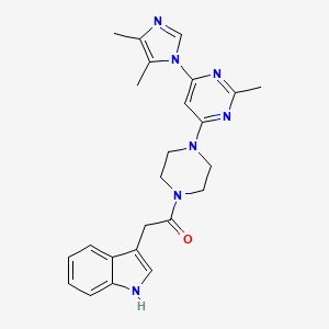 molecular formula C24H27N7O B5504788 3-(2-{4-[6-(4,5-dimethyl-1H-imidazol-1-yl)-2-methyl-4-pyrimidinyl]-1-piperazinyl}-2-oxoethyl)-1H-indole 