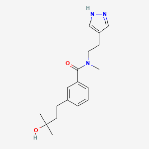 molecular formula C18H25N3O2 B5504825 3-(3-hydroxy-3-methylbutyl)-N-methyl-N-[2-(1H-pyrazol-4-yl)ethyl]benzamide 