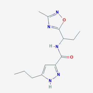 molecular formula C13H19N5O2 B5504848 N-[1-(3-methyl-1,2,4-oxadiazol-5-yl)propyl]-3-propyl-1H-pyrazole-5-carboxamide 