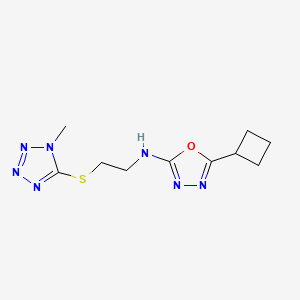 molecular formula C10H15N7OS B5504854 5-cyclobutyl-N-{2-[(1-methyl-1H-tetrazol-5-yl)thio]ethyl}-1,3,4-oxadiazol-2-amine 