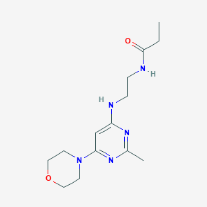 molecular formula C14H23N5O2 B5504861 N-(2-{[2-methyl-6-(4-morpholinyl)-4-pyrimidinyl]amino}ethyl)propanamide 