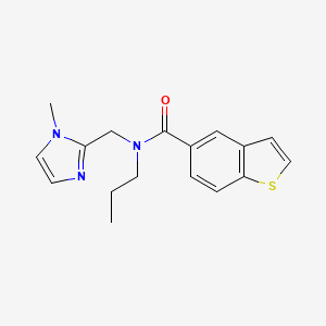 molecular formula C17H19N3OS B5504968 N-[(1-methyl-1H-imidazol-2-yl)methyl]-N-propyl-1-benzothiophene-5-carboxamide 