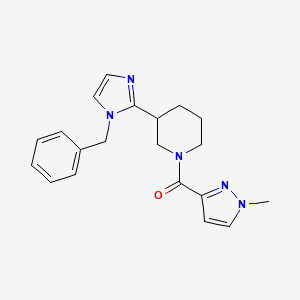 molecular formula C20H23N5O B5504976 3-(1-benzyl-1H-imidazol-2-yl)-1-[(1-methyl-1H-pyrazol-3-yl)carbonyl]piperidine 