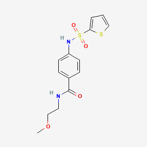 molecular formula C14H16N2O4S2 B5505001 N-(2-甲氧基乙基)-4-[(2-噻吩基磺酰基)氨基]苯甲酰胺 