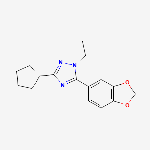 molecular formula C16H19N3O2 B5505026 5-(1,3-benzodioxol-5-yl)-3-cyclopentyl-1-ethyl-1H-1,2,4-triazole 