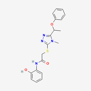molecular formula C19H20N4O3S B5505056 N-(2-羟基苯基)-2-{[4-甲基-5-(1-苯氧基乙基)-4H-1,2,4-三唑-3-基]硫代}乙酰胺 