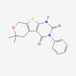 molecular formula C17H16N2O3S B5505062 6,6-dimethyl-3-phenyl-1,5,6,8-tetrahydro-2H-pyrano[4',3':4,5]thieno[2,3-d]pyrimidine-2,4(3H)-dione 