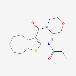 molecular formula C17H24N2O3S B5505089 N-[3-(4-morpholinylcarbonyl)-5,6,7,8-tetrahydro-4H-cyclohepta[b]thien-2-yl]propanamide 