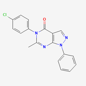 molecular formula C18H13ClN4O B5505104 5-(4-chlorophenyl)-6-methyl-1-phenyl-1,5-dihydro-4H-pyrazolo[3,4-d]pyrimidin-4-one 
