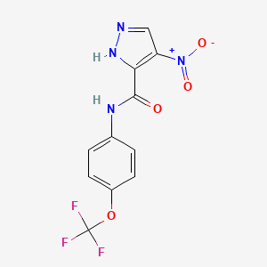 molecular formula C11H7F3N4O4 B5505139 4-nitro-N-[4-(trifluoromethoxy)phenyl]-1H-pyrazole-3-carboxamide 
