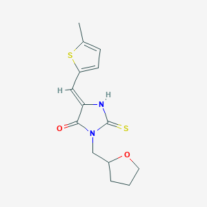 5-[(5-methyl-2-thienyl)methylene]-3-(tetrahydro-2-furanylmethyl)-2-thioxo-4-imidazolidinone