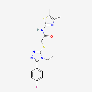 molecular formula C17H18FN5OS2 B5505155 N-(4,5-dimethyl-1,3-thiazol-2-yl)-2-{[4-ethyl-5-(4-fluorophenyl)-4H-1,2,4-triazol-3-yl]thio}acetamide 