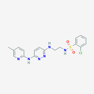 molecular formula C18H19ClN6O2S B5505160 2-chloro-N-[2-({6-[(5-methyl-2-pyridinyl)amino]-3-pyridazinyl}amino)ethyl]benzenesulfonamide 