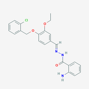 molecular formula C23H22ClN3O3 B5505225 2-amino-N'-{4-[(2-chlorobenzyl)oxy]-3-ethoxybenzylidene}benzohydrazide 